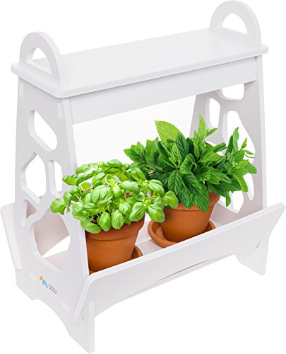 Mindful Design LED Indoor Herb Garden - At Home Mini Planter Kit for Herbs, Succulents, and Vegetables by (White)