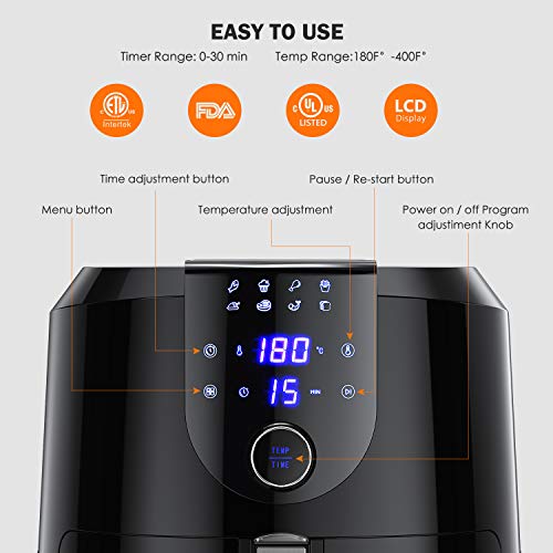 HOMEVER 5.8Quart Programmable Air Fryer, Electric Hot Air Fryers