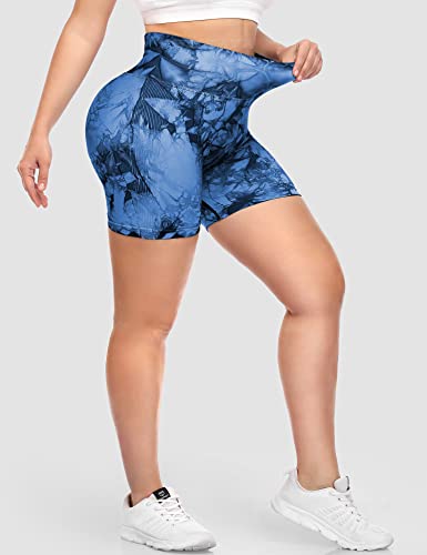 TSUTAYA WOMEN WORKOUT SCRUNCH SHORTS 5″ SEAMLESS HIGH WAISTED BOOTY GYM SHORTS TIE DYE BUTT LIFTING BIKER GYM SHORTS