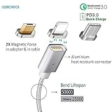 Rapid Magnetic 3-in-1 Magnetic Lighting USB Charging and Data Transmission Cable - Certified by CE, FCC and RoHS - High-Speed Nylon Charging Cable For iPhone & Android - Type-C, Micro USB, Lightning