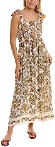 max studio floral print smocked maxi dress MAX STUDIO Women's Smocked Fit & Flare Maxi Dress - Natural