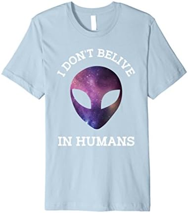 Men's Alien I Don't Belive In Humans Slim Fit T shirt 2XL Baby Blue