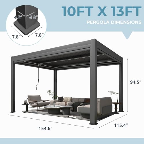 YOLENY 10x13 Electric Louvered Pergola Review: Solar-Powered Outdoor Living Space image 23