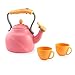 Just Like Home Tea Set for Kids- Pink Including Kettle and two Cups