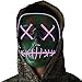 Halloween Mask Cosplay LED Glow Scary EL Wire Light Up Grin Masks for Festival Parties Costume (Halloween mask for Purple)