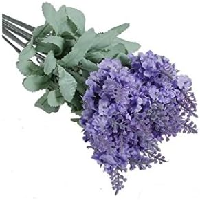 loollooda2X 10 Heads Artificial Lavender Silk Flower for Bouquets Wedding Home Party Decor-Light Purple