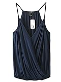 ACEFAST INC Women Sexy Spaghetti Strap Cross Collar Shirt Cotton Vest Top (L ( US M), navy)