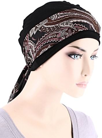 Womens Soft Comfy Chemo Cap with Sash for Cancer Hair Loss