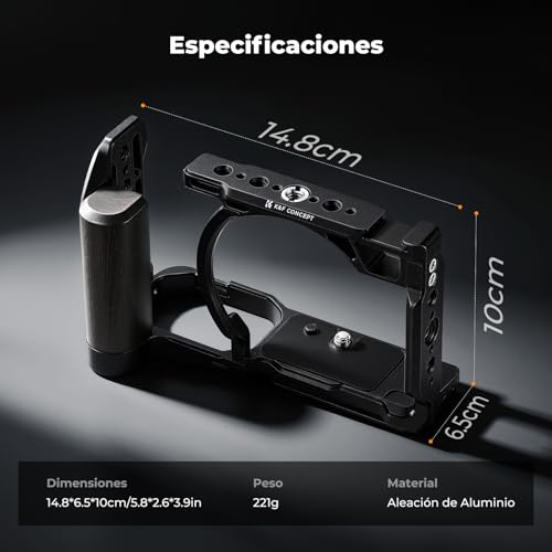 K&F CONCEPT ZR Cage，Kit de Jaula para Nikon ZR con Liberación Rápida HawkLock，Placa de Liberación Rápida Incorporada para Arca, Zapata Fría y Orificios Roscas de 3/8'' y 1/4''