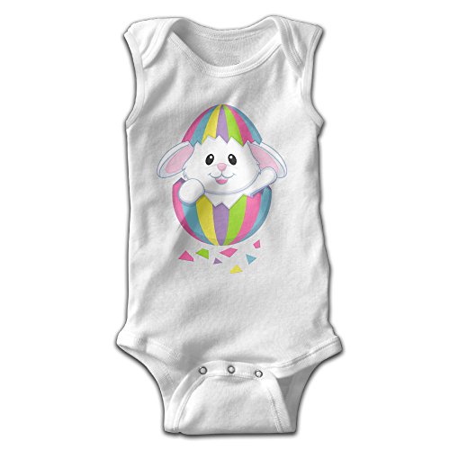 EVPOPC LVMI Cute Bunny In The Egg Unisex Baby Sleeveless Bodysuits One Pieces Summer Romper White