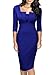 Miusol Womens Business Tunic 3/4 Sleeves Bodycon Pencil Dress, Blue, Small