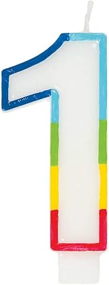Unique Vibrant Rainbow Number 1 Birthday Candle 7cm x 12cm