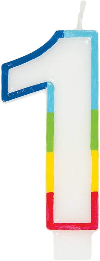Unique Vibrant Rainbow Number 1 Birthday Candle 7cm x 12cm