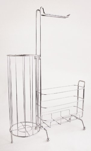 Photo 1 of ****SIMILAR ITEM***** Splash Home Free Standing Toilet Paper Holder Plus A Storage For Books In The Bathroom 23 x 6 x 11 Inches Chrome