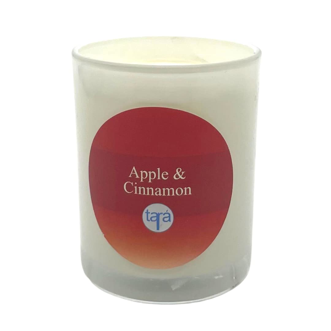 Tara Candles Apple Cinnamon Scented Jar Aromatherapy Candle - Natural Soy Wax Relaxing Candles with 35 Hours Burn Time - 160g