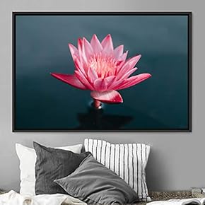 signwin Framed Canvas Wall Art Pink Flower Portrait...