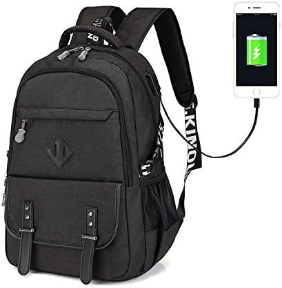 Unisex Lightweight Water Resistance Small Protable Business Computer Backpack with Laptop Space and Charging Port (Black)