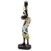 African Statue for Home Decor, African Figurine Sculpture Colorful Dress Sitting Down Holding Vase Lady Statues Collectible Art Piece 10.5