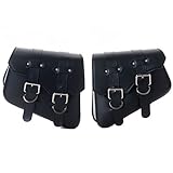 2PC Generic Motorcycle Saddlebag Black triangular Synthetic Leather 2-Strap Tool Bag