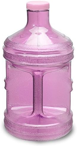 1 Gallon BPA FREE Reusable Plastic Drinking Water Big Mouth Bottle Jug Container with Holder Drinking Canteen (Pink)