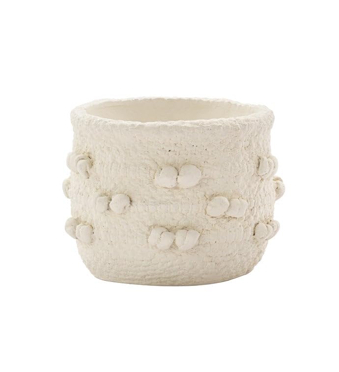 Photo 1 of Napco Imports Decorative Home or Garden 3.5 x 4 inch Indoor or Outdoor Flower Pot Planter White Textured Dotted Basket