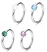 FUNRUN 4PCS 16G Stainless Steel Created-opal Captive Bead Ring for Men Girls Hoop Nose Ring Tragus Earrings 8mm