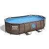 Bestway Power Steel Swim Vista Series 14′ x 8’2″ x 39.5″ Oval Frame Above Ground Swimming Pool with Pump, Ladder and Cover