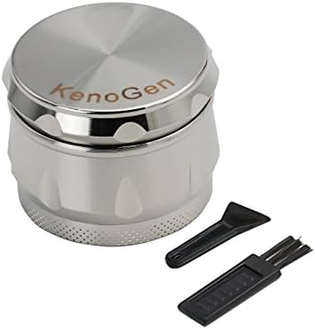 KenoGen Small Herb Grinder 1.5 inch 4 Pieces with Pollen Cather for Dry Spice,Weed and etc(Zinc Alloy) (silver)