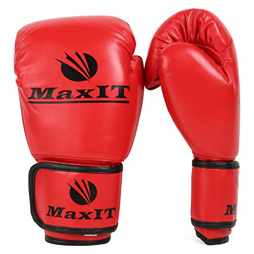 MAXIT Boxing Gloves for Training Kickboxing Punching Bag Mitt Sparring MMA Muay Thai or Fighting Sports - Red 12oz - Thumbnail 2