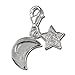 SilberDream Charm moon and star white Zirconia 925 Sterling Silver Pendant Lobster Clasp FC228W