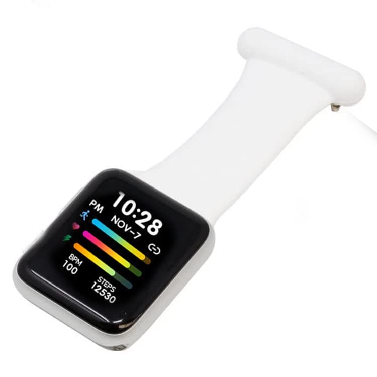 Makzib Smart Fob Watch for Android iOS Wristwatch with Fob Strap, Nurse Watch,Silicone Pin fob Fitness Sport Tracker iP67 Waterproof Smartwatch with Heart Rate ,Pedometer, Sleep Tracker (White)
