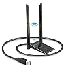 Clé WiFi Dongle Antenne USB Adaptateur pour PC sans Fil AC 1200Mbps 5GHz/867Mbps 2.4GHz/300Mbps Double Bande 6dBi Réseau…