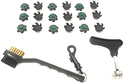 18 Fast-Twist Golf Shoe Spike Replacements (Spikes for Soft Cleats) + Wrench/Ripper Tool for Shoes + Club Groove Cleaner with Brush Kit Stocking Stuffers &amp; Gift Ideas for Men Equipment Tools Cleaning