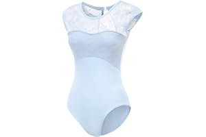 Lanbodance Women Short Sleeve Ballet Leotards for Adult Dance Gymnastics Bodysuit
