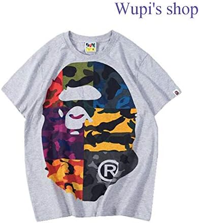 Wupi Men's Summer Fashion Bape Colorblocked Cotton Casual T-Shirt