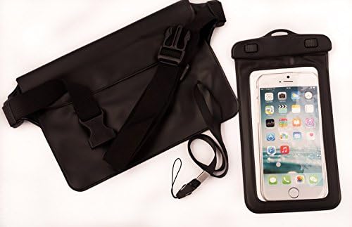 Waterproof Waist Pouch &amp; Underwater Camera Phone Case - Adventure Bundle by Terra Friendly for Swimming, Boating, Paddle Boarding, Kayaking, Skiing, Traveling, Beach (Black)