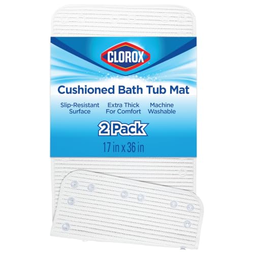 Duck Brand Clorox Cushioned Shower Mat, Non Slip Bathtub Mat with Suction