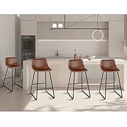 HeuGah Bar Stools Set of 4,Faux Leather Counter