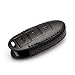 Amooca Genuine Leather Car Remote Key Holder Case Cover For Nissan Pathfinder Versa Juke 370Z Murano Rogue 3-Button Black