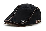 YCHY Men's Knitted Wool duckbill Hat Warm Newsboy Flat Scally Cap (black02)