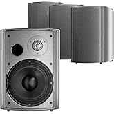 STUDIOFINIX 6.5 Inch Indoor Outdoor Speakers Wired Waterproof,Wall Mount Passive Speakers,800Watt Powerful Bass,for Home Patio Porch Garden Covered Deck (2Pairs, Black)