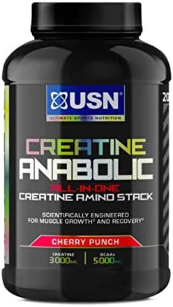 USN Creatine Anabolic 5000, All-in-One Muscle Growth & Recovery Powder, 5000mg Creatine Monohydrate + 3000mg BCAAs, Low Sugar