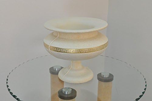 Fruit Bowl Flower Bowl Flower Pot Vase Greek Key Pattern design Lovingly Hand Painted White Gold