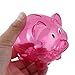 uxcell Plastic Pig Shape Money Cash Saving Pot Coin Piggy Bank Clear Fuchsia