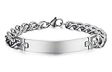 Free Engraving Stainless Steel ID identification Link Bracelet Bangle for Women,,Width 8mm,8.4