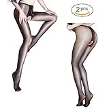 Cuccu 2 Pcs Open Crotch Sexy Silk Stocking Lace Socks Pantyhose Sexy Women Tights for Sex (black)