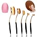 BeautyKate Set of 5 pcs Toothbrush Style Eyebrow Brush Foundation Eyeliner Makeup Brushes (Rose-golden) + 1pcs Cleaning Makeup Brushegg (Pink)