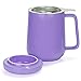 Tealyra - Peak Ceramic Purple Tea Cup Infuser - 19-ounce - Large Mug with Lid and Stainless Steel Infuser - Tea-For-One Perfect Set for Office and Home Uses - 580 milliliter