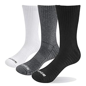 YUEDGE Men’s 3 Pairs Wicking Breathable Cushion Anti Blister Casual Crew Socks Outdoor Multi Performance Hiking Trekking Walking Athletic Socks