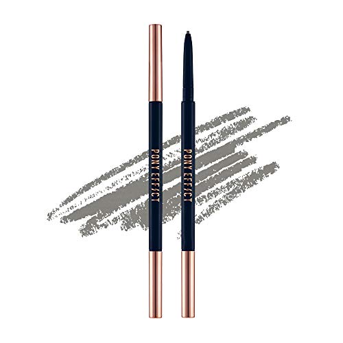 PONY EFFECT Sharping Brow Definer #Ash Brown 0.5g, Eyebrow Pencil, Ultra-slim Liner, Natural Brows Makeup, Grey Grey brown, For Dark Brown To Black Hair With Ashy Tones